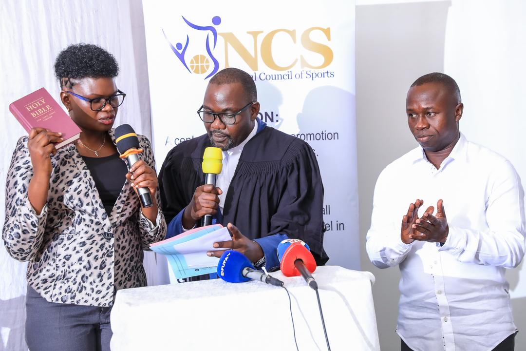 Tashobya Assumes NCS Chairmanship with Cecilia Anyakoit, Stephen Kiprotich among the tested and proven front liners to steer the sports body. - NCS SWEARING ANYAKOIT 1